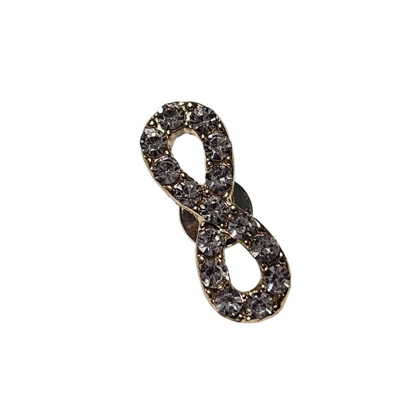 Elegant Gold Tone Clear Rhinestones Infinity Stud Earrings Fashion Jewelry Women - Picture 2 of 4